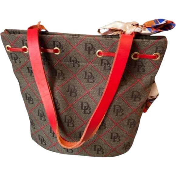 Dooney & Bourke Gray Red Canvas Tote - Picture 2 of 8